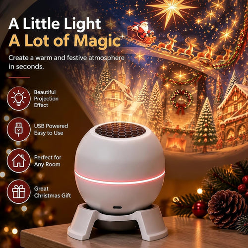 Christmas Projector Night Light USB Ceiling & Wall Magical Santa Projection
